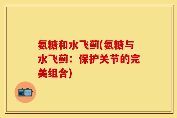 氨糖和水飞蓟(氨糖与水飞蓟：保护关节的完美组合)