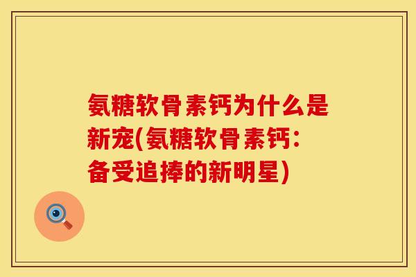 氨糖软骨素钙为什么是新宠(氨糖软骨素钙：备受追捧的新明星)