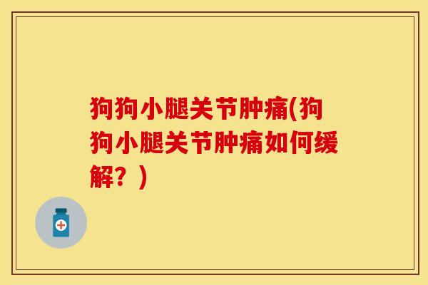狗狗小腿关节肿痛(狗狗小腿关节肿痛如何缓解？)