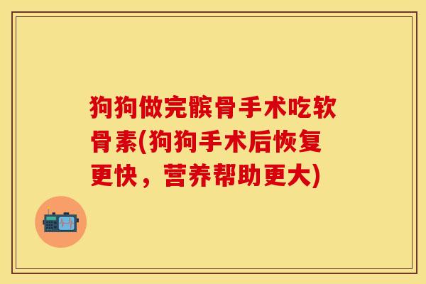 狗狗做完髌骨手术吃软骨素(狗狗手术后恢复更快，营养帮助更大)
