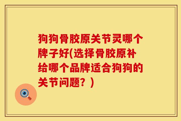 狗狗骨胶原关节灵哪个牌子好(选择骨胶原补给哪个品牌适合狗狗的关节问题？)