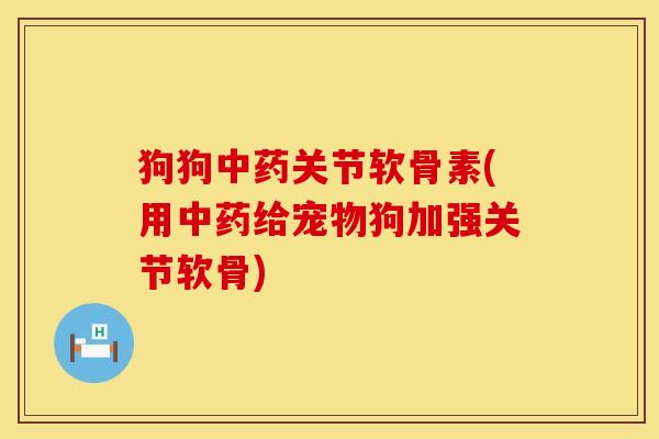 狗狗中药关节软骨素(用中药给宠物狗加强关节软骨)