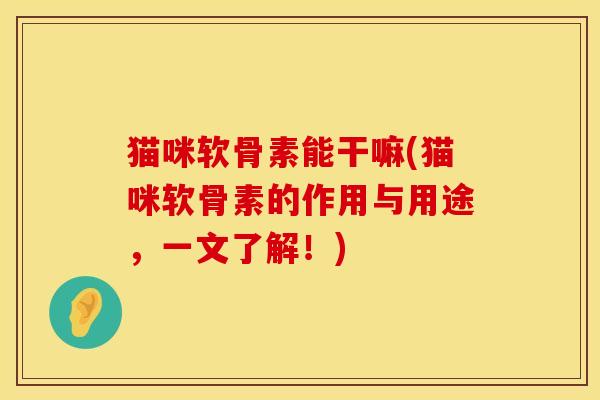 猫咪软骨素能干嘛(猫咪软骨素的作用与用途，一文了解！)