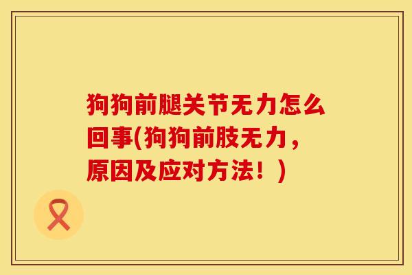 狗狗前腿关节无力怎么回事(狗狗前肢无力，原因及应对方法！)