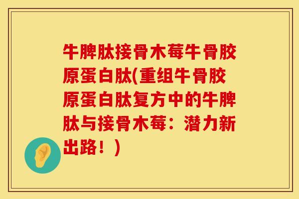 牛脾肽接骨木莓牛骨胶原蛋白肽(重组牛骨胶原蛋白肽复方中的牛脾肽与接骨木莓：潜力新出路！)