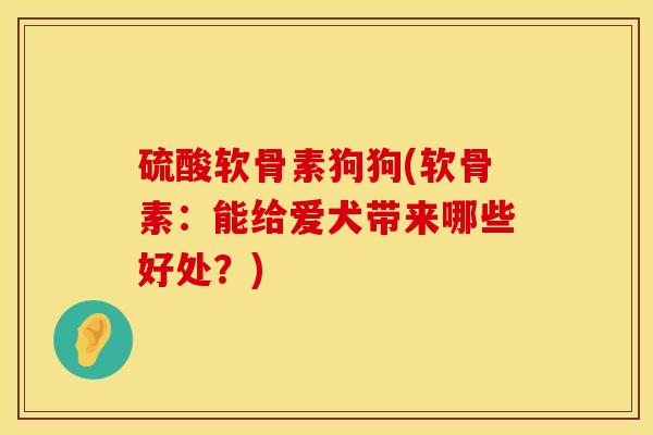 硫酸软骨素狗狗(软骨素：能给爱犬带来哪些好处？)