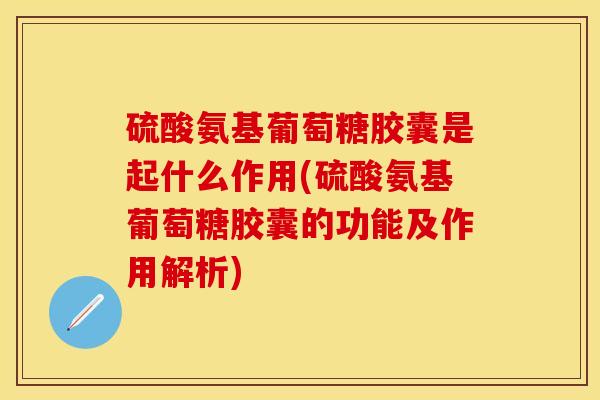 硫酸氨基葡萄糖胶囊是起什么作用(硫酸氨基葡萄糖胶囊的功能及作用解析)