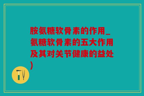 胺氨糖软骨素的作用_氨糖软骨素的五大作用及其对关节健康的益处)