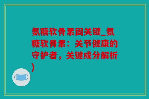 氨糖软骨素固关键_氨糖软骨素：关节健康的守护者，关键成分解析)