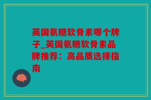 英国氨糖软骨素哪个牌子_英国氨糖软骨素品牌推荐：高品质选择指南