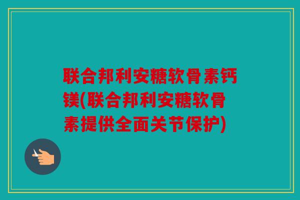 联合邦利安糖软骨素钙镁(联合邦利安糖软骨素提供全面关节保护)