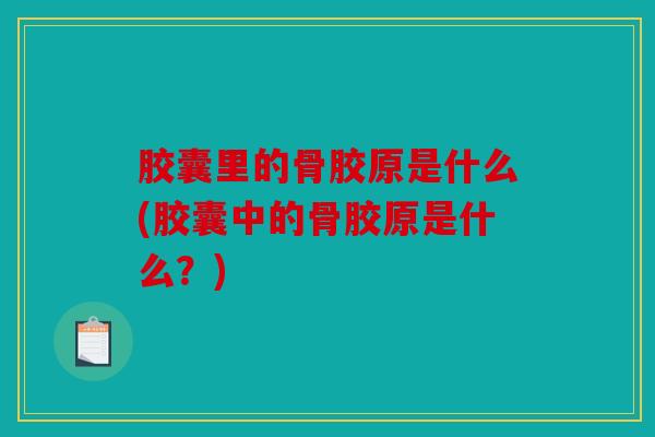 胶囊里的骨胶原是什么(胶囊中的骨胶原是什么？)