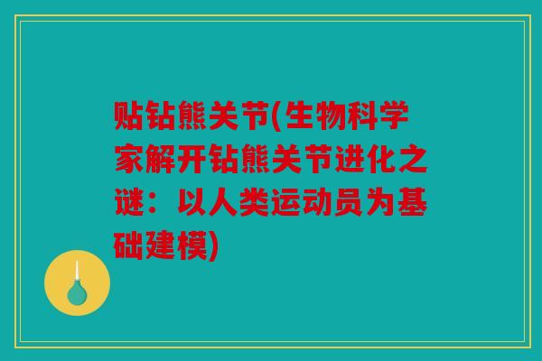 贴钻熊关节(生物科学家解开钻熊关节进化之谜：以人类运动员为基础建模)