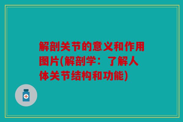 解剖关节的意义和作用图片(解剖学：了解人体关节结构和功能)