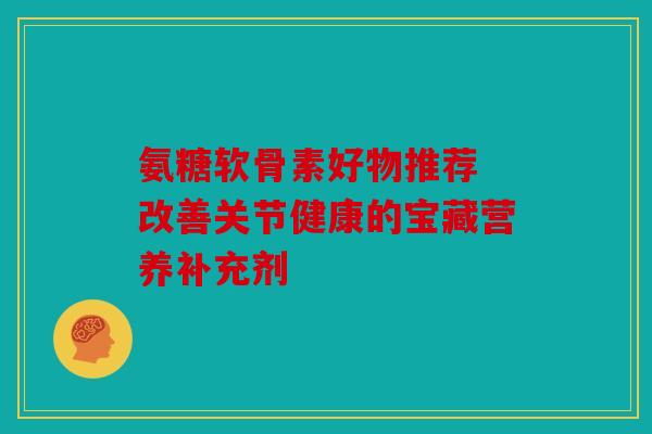 氨糖软骨素好物推荐 改善关节健康的宝藏营养补充剂 氨糖软骨素好物推荐 改善关节健康的宝藏营养补充剂